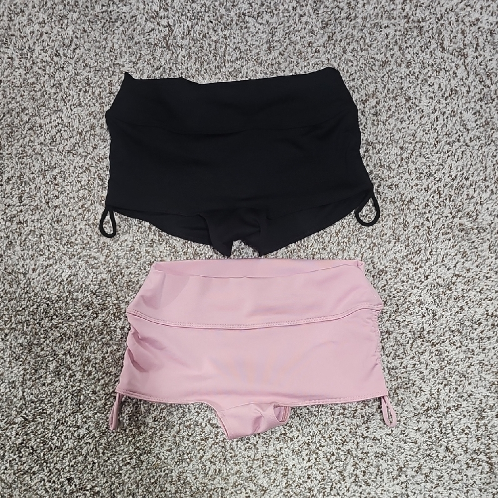 PINK Victoria's Secret Black and Pink XS Tie-Side Swim To Gym Shorts